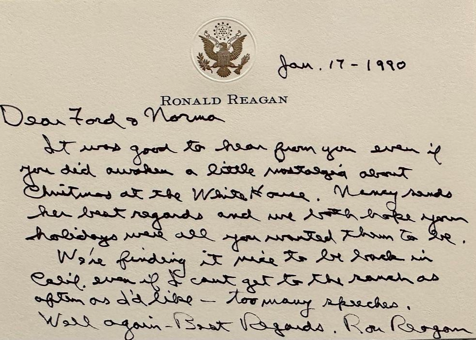 Ronald Reagan Handwritten Signed Presidential Seal Card *RARE* - JSA COA w/full letter of authenticity